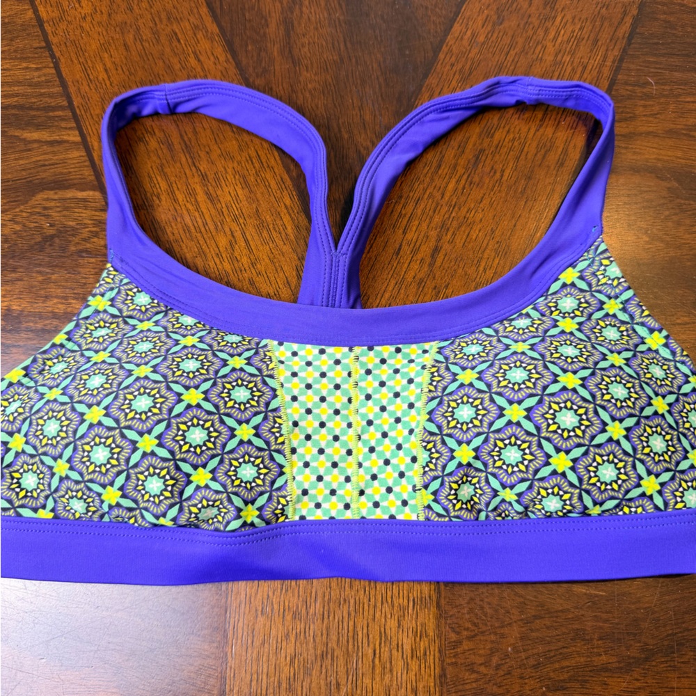 Purple and Yellow Patterned Women's Sports bra